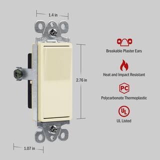 ENERLITES 15 Amp Single Pole DecoratorRocker Light SwitchLight Almond (20-Pack) 91150-LA-20PCS