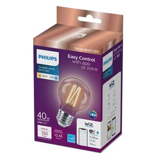 Philips 40-Watt Equivalent G16.5 Smart Wi-Fi LED Tuneable White Light Bulb Powered by WiZ with Bluetooth (2-Pack) 567271