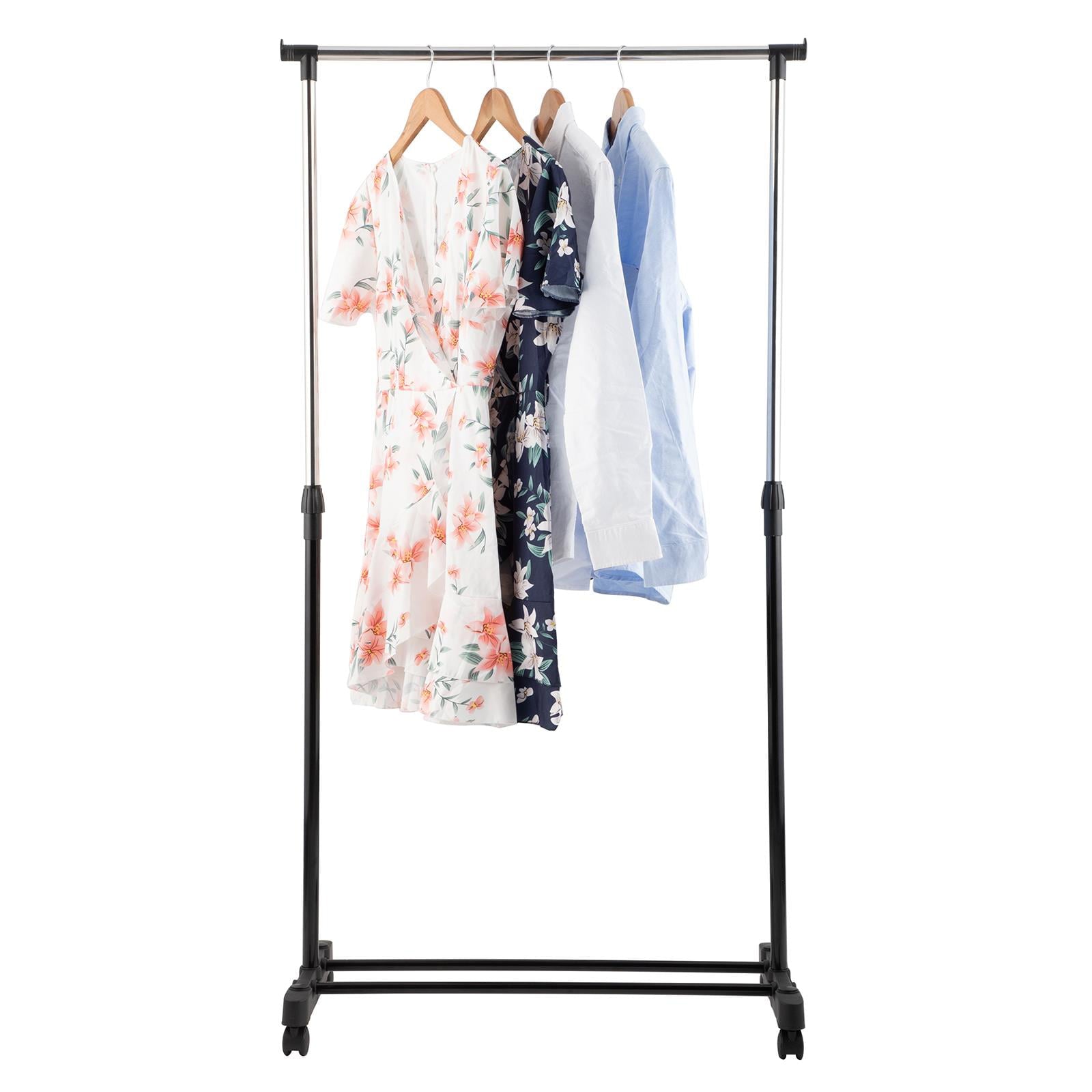 Ktaxon Adjustable Rolling Garment Rack Single Hanging Bar Clothes Hanger