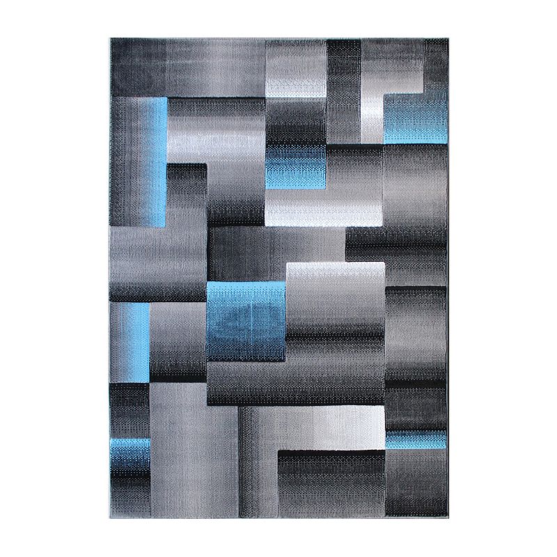 Masada Rugs Masada Rugs Trendz Collection 6'x9' Modern Contemporary Area Rug in Blue， Gray and Black-Design Trz861