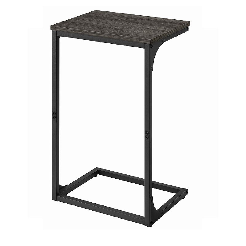 Industrial C-shaped Side Table With Metal Frame