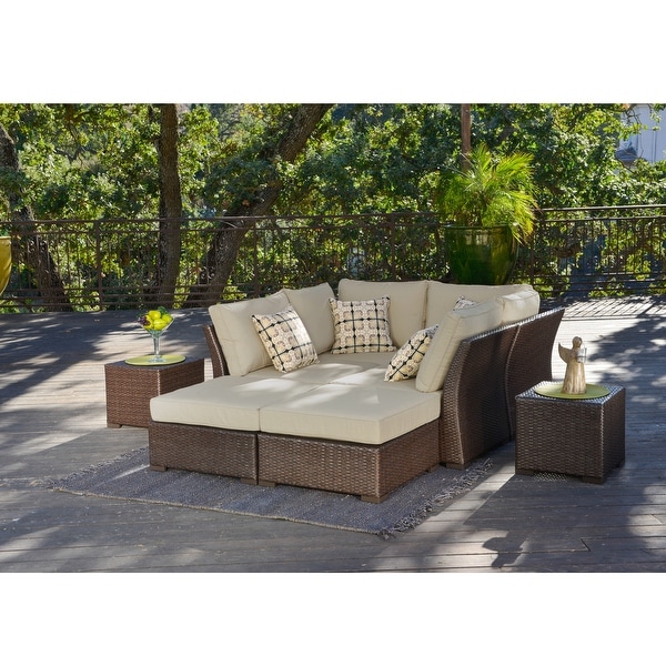 Corvus Oreanne 8piece Brown Wicker Sectional Patio Furniture Set