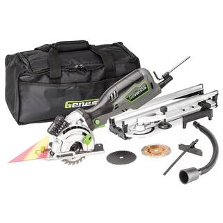 Genesis 5.8 Amp 3-12 in. Control Grip Plunge Compact Circular Saw Kit with Laser Hose 3 Blades Rip Guide and Bag GPCS535CK