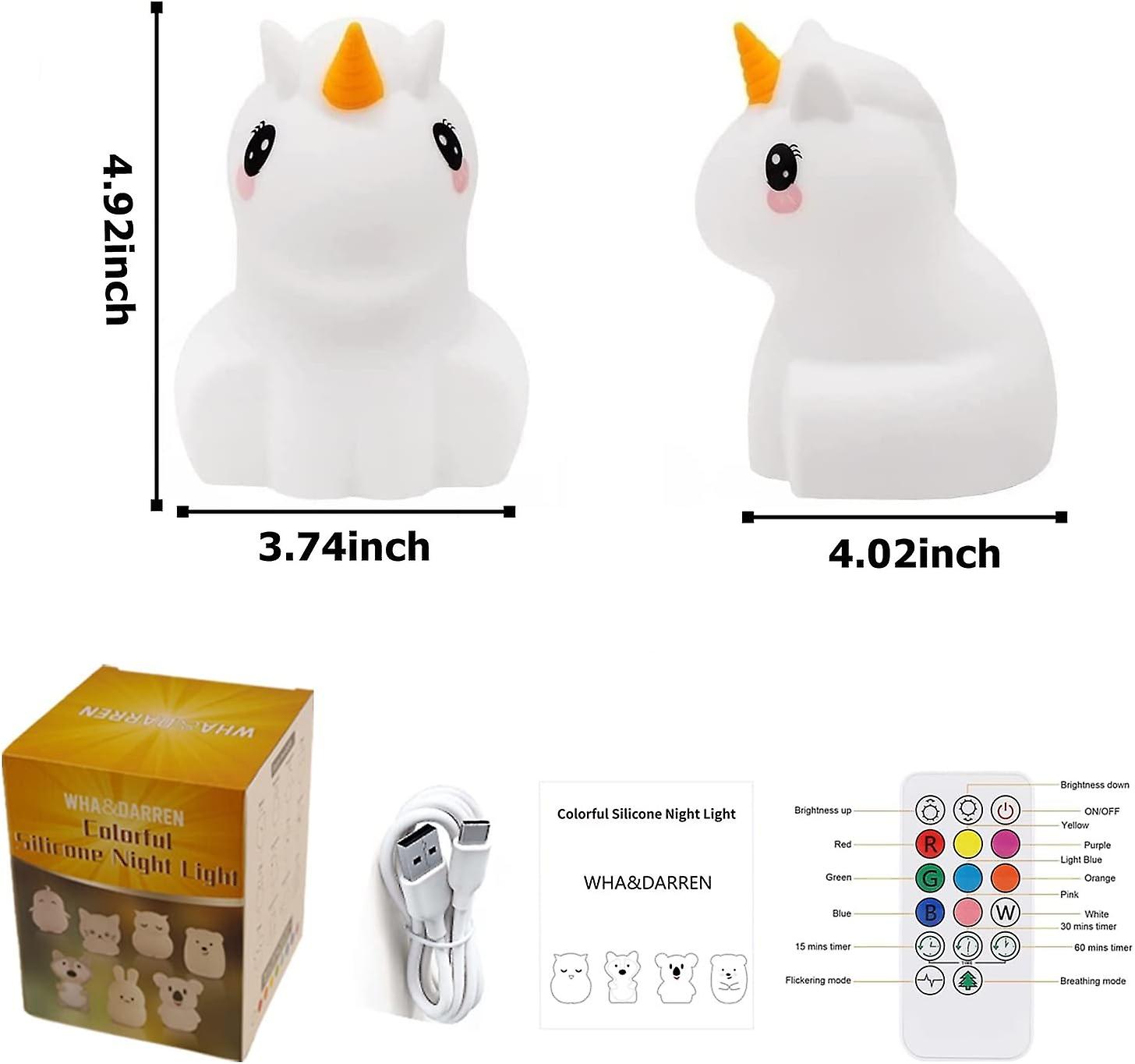 Children's Unicorn Light Night Light， Colour Changing， Dimmable， Portable Small Rechargeable Night Light With Timer And Touch Control