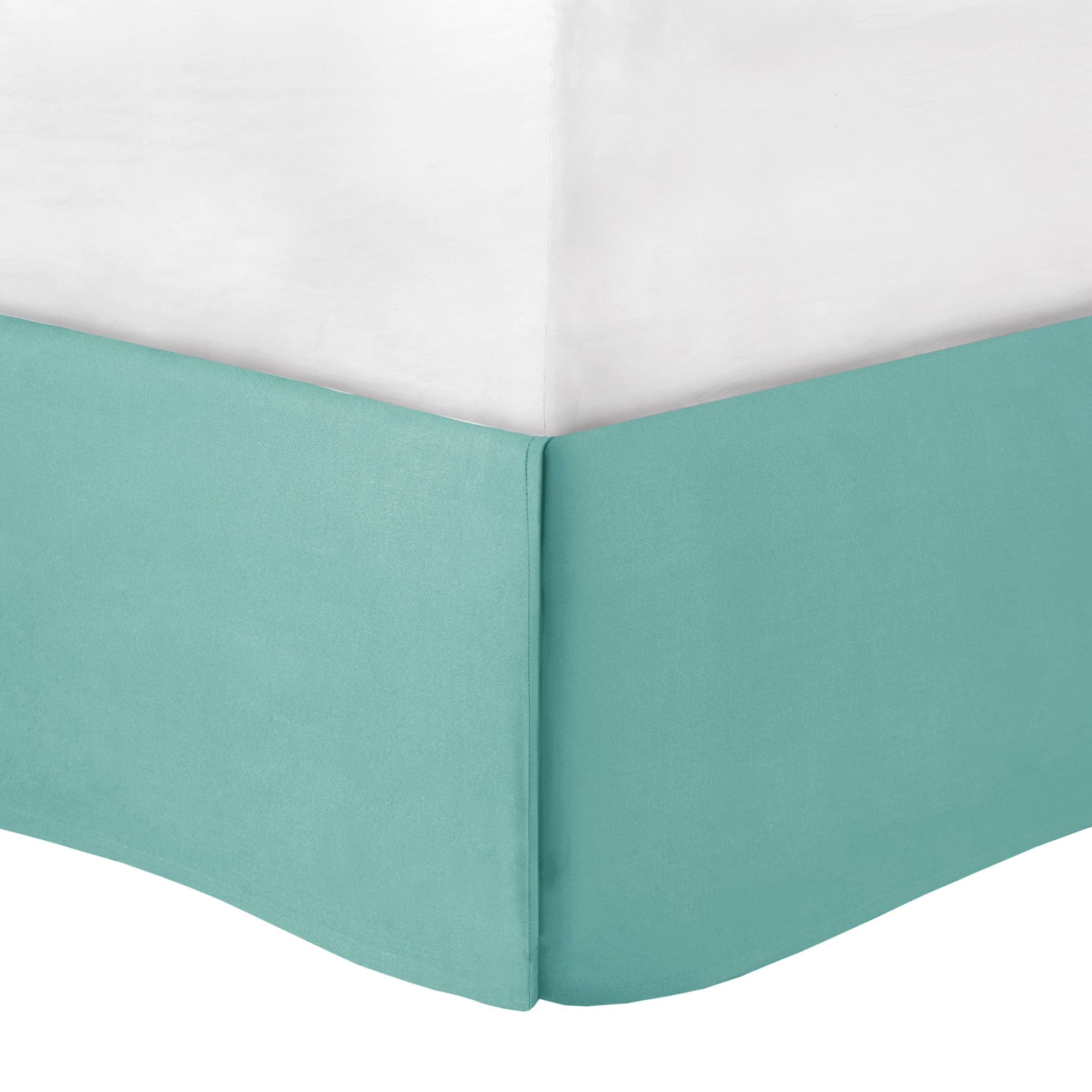 Comfort Spaces Cavoy Faux Silk 5-Piece Tufted Aqua Comforter Set with Bed Skirt and Decorative Pillow， King