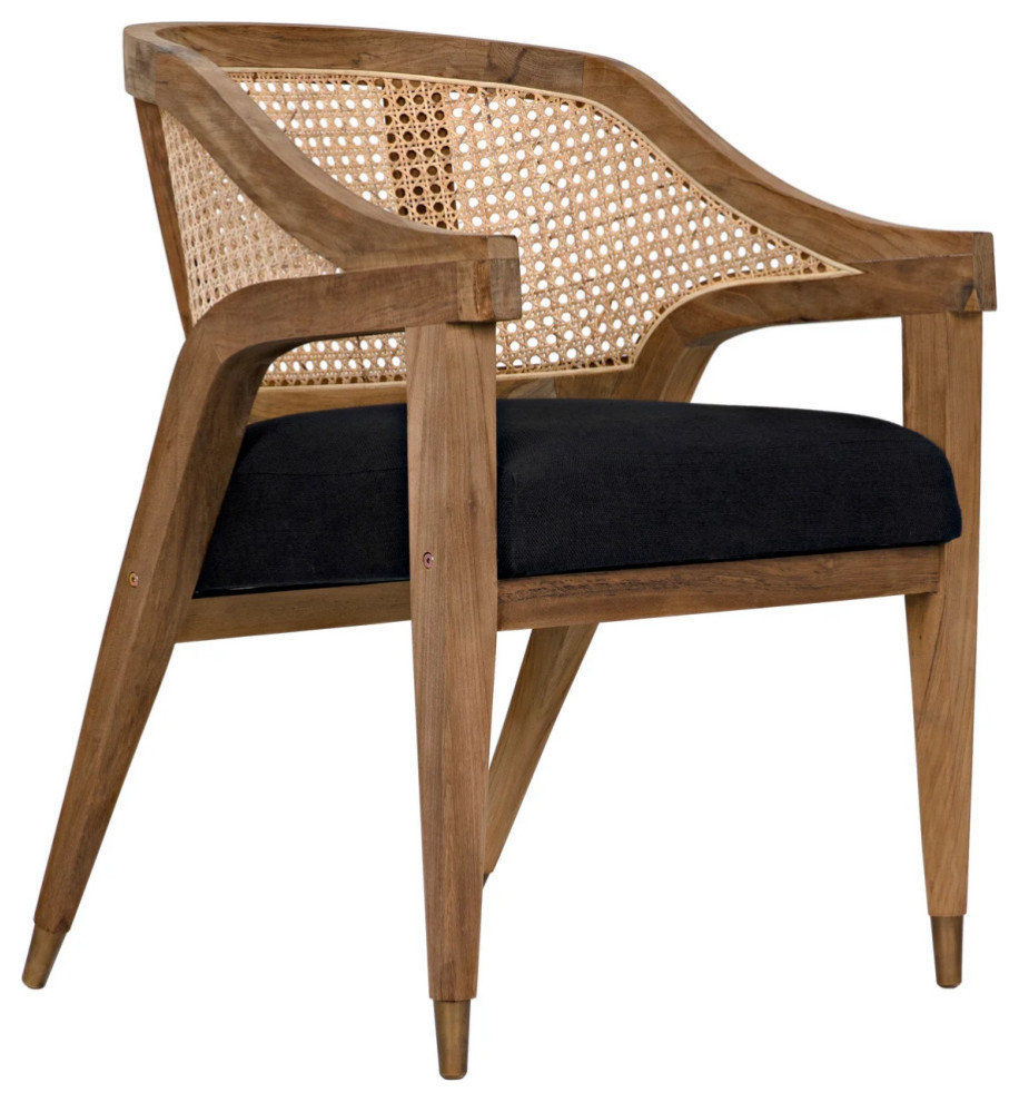 Eithan Chair  Teak  Caning  And Black Cotton   Modern   Armchairs And Accent Chairs   by Rustic Home Furniture Deco  Houzz