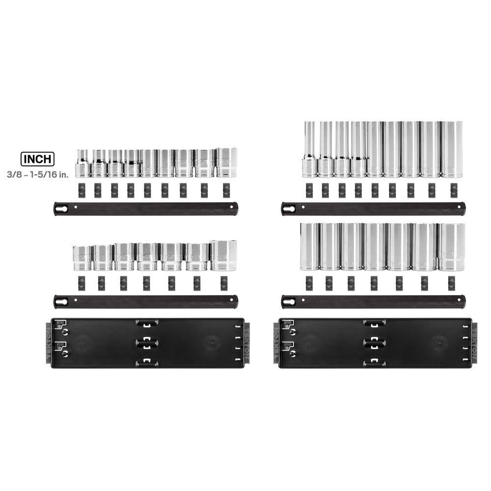 TEKTON 12 in. Drive 12-Point Socket Set with Rails (38 in.-1-516 in.) (32-Piece) SHD92206