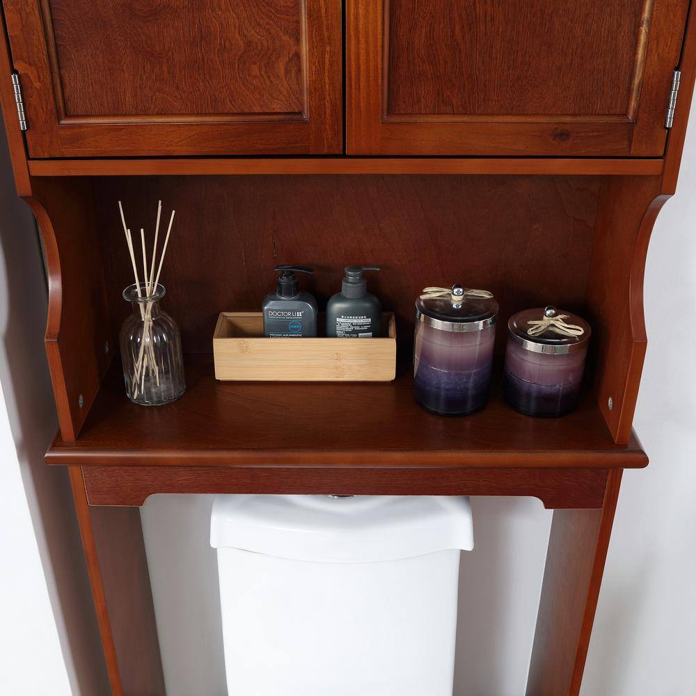 Home Decorators Collection Hampton Harbor 24.25 in. W x 66.5 in. H x 10.5 in. D Brown Over-the-Toilet Storage BF-21015-SQ