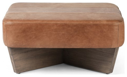 Flurin Large Ottoman Palermo Cognac   Modern   Footstools And Ottomans   by Virgil Stanis Design  Houzz