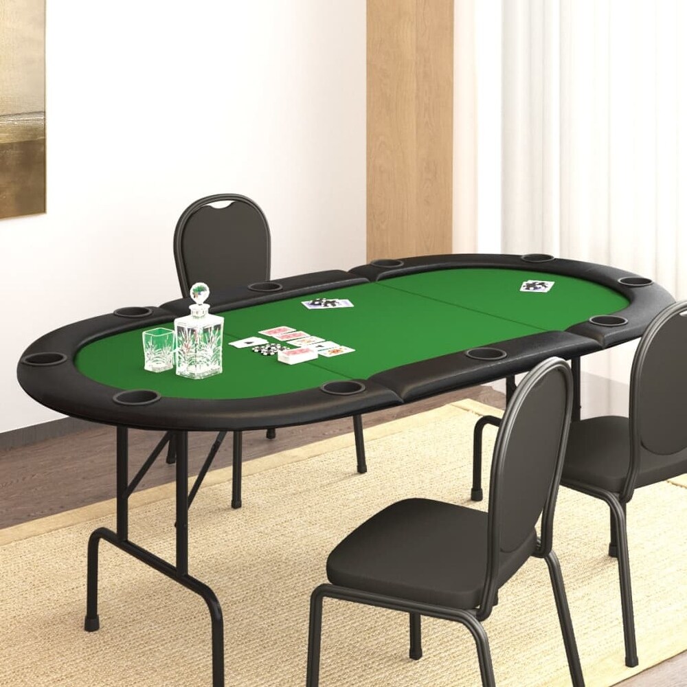 vidaXL 10 Player Folding Poker Table Card Gaming Table Furniture Blue/Green   81.1\