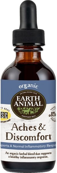 Earth Animal Natural Remedies Aches and Discomfort Liquid Homeopathic Joint Supplement for Dogs and Cats， 2-oz bottle