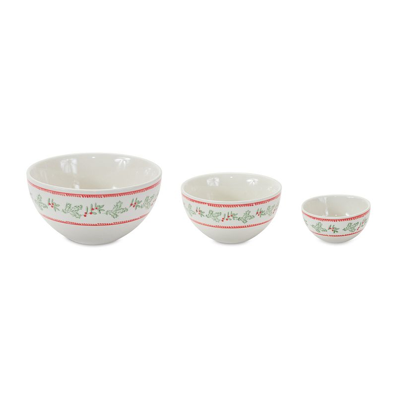 Stoneware Mistletoe Bowl (Set of 3)