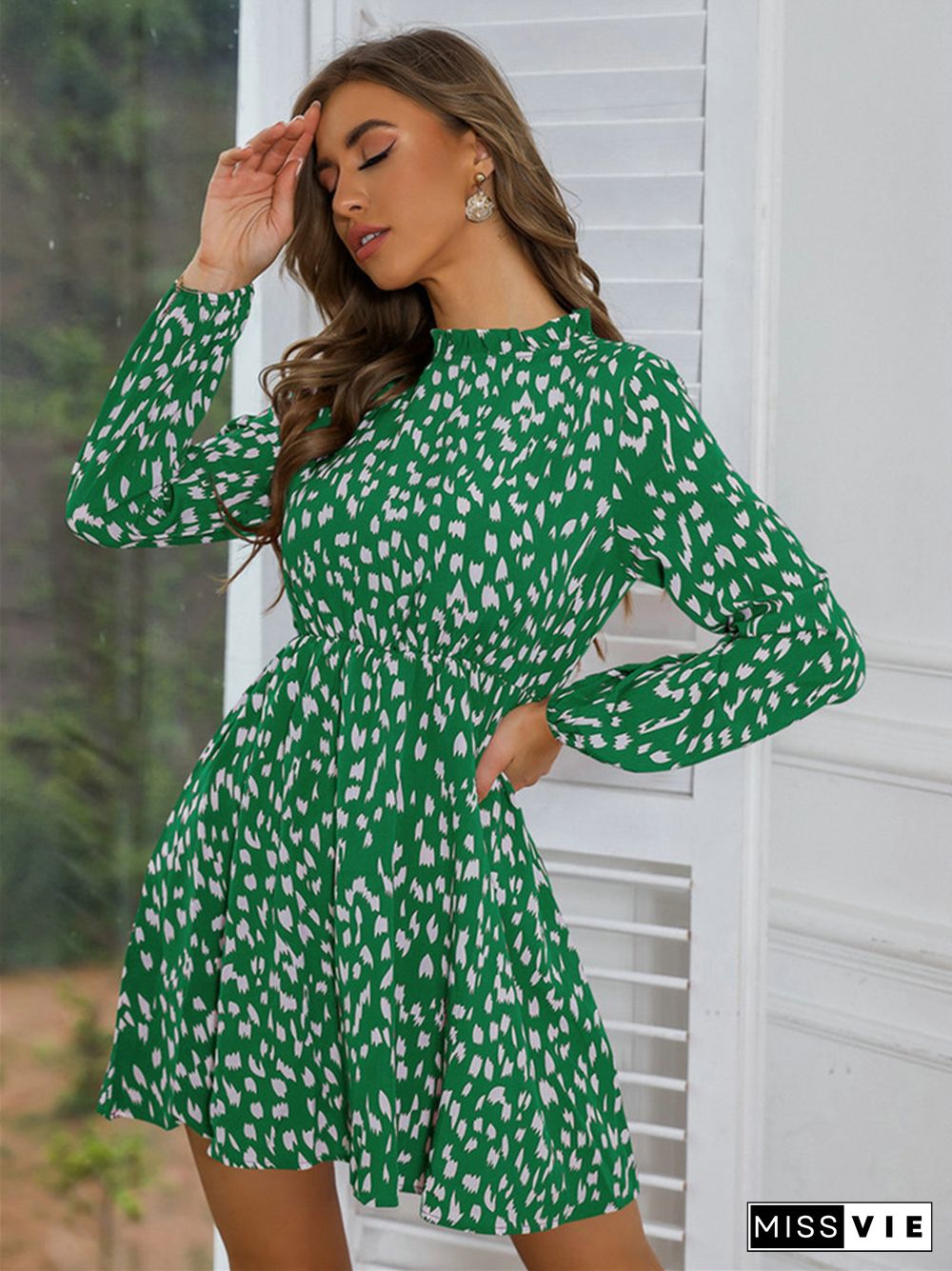 Temperament Strap Long Sleeve Dress