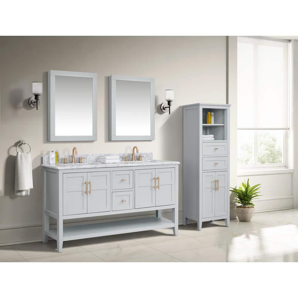 Home Decorators Collection Sturgess 24 in W x 32 in H Rectangular Dove Gray Wood Framed Surface Mount Medicine Cabinet with Mirror