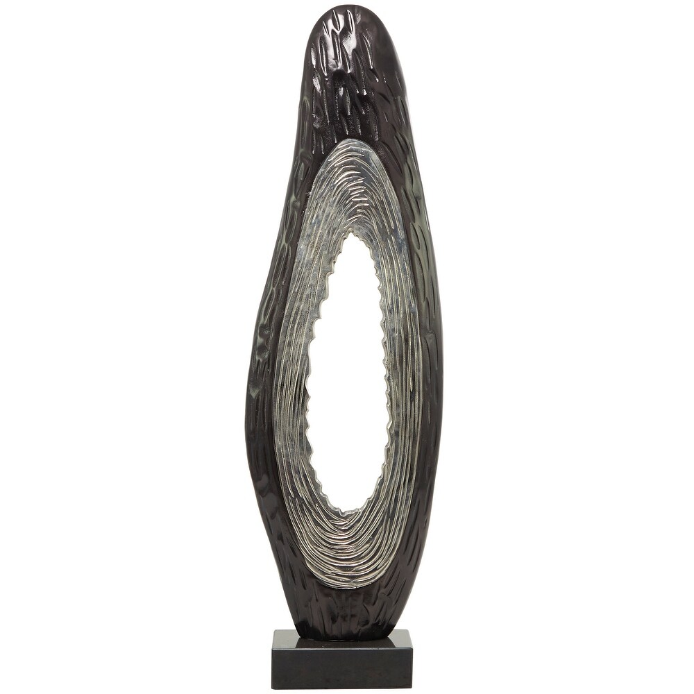 Aluminum Teardrop Abstract Sculpture with Black Base