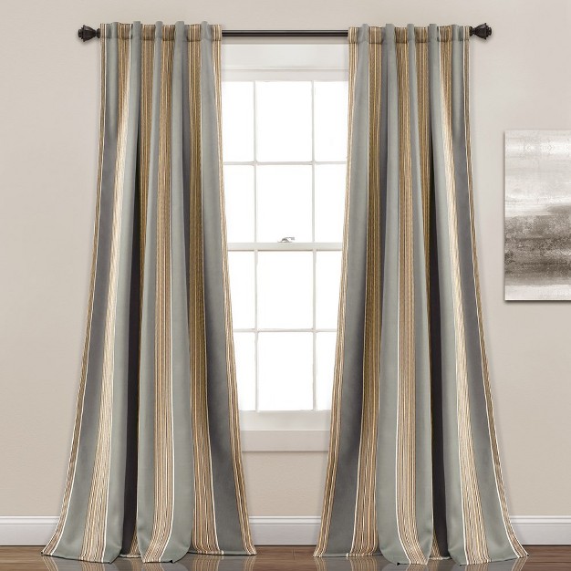 Home Boutique Julia Stripe Light Filtering Window Curtain Gray Set 52x84