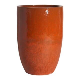 Emissary Tall 23 in. D x 32 in. H Paprika Ceramic Round Planter with Drainage Hole 12143PK-2