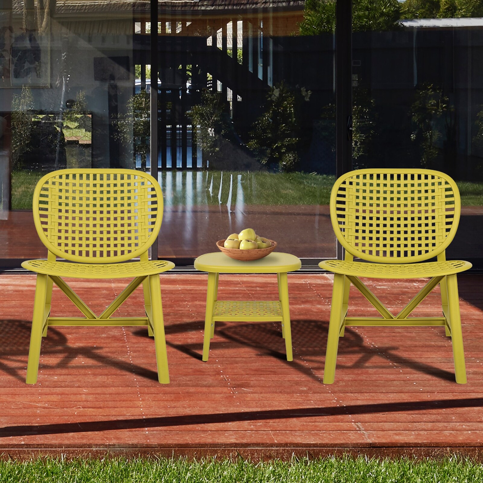 3 Pieces Patio Table Chair Set - Overstock - 37211487