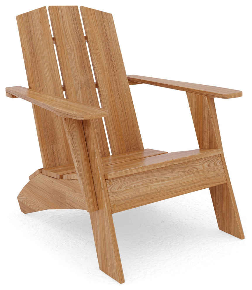 Aurele Teak Outdoor Adirondack Lounge Chair   Transitional   Adirondack Chairs   by Curated Maison  Houzz