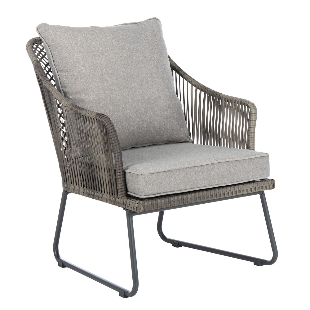 SAFAVIEH Outdoor Living Jensen 3Pc Lounge Set.   CHAIR: 26.3x29.3x31.9 TABLE: 18.5x18.5x19.3