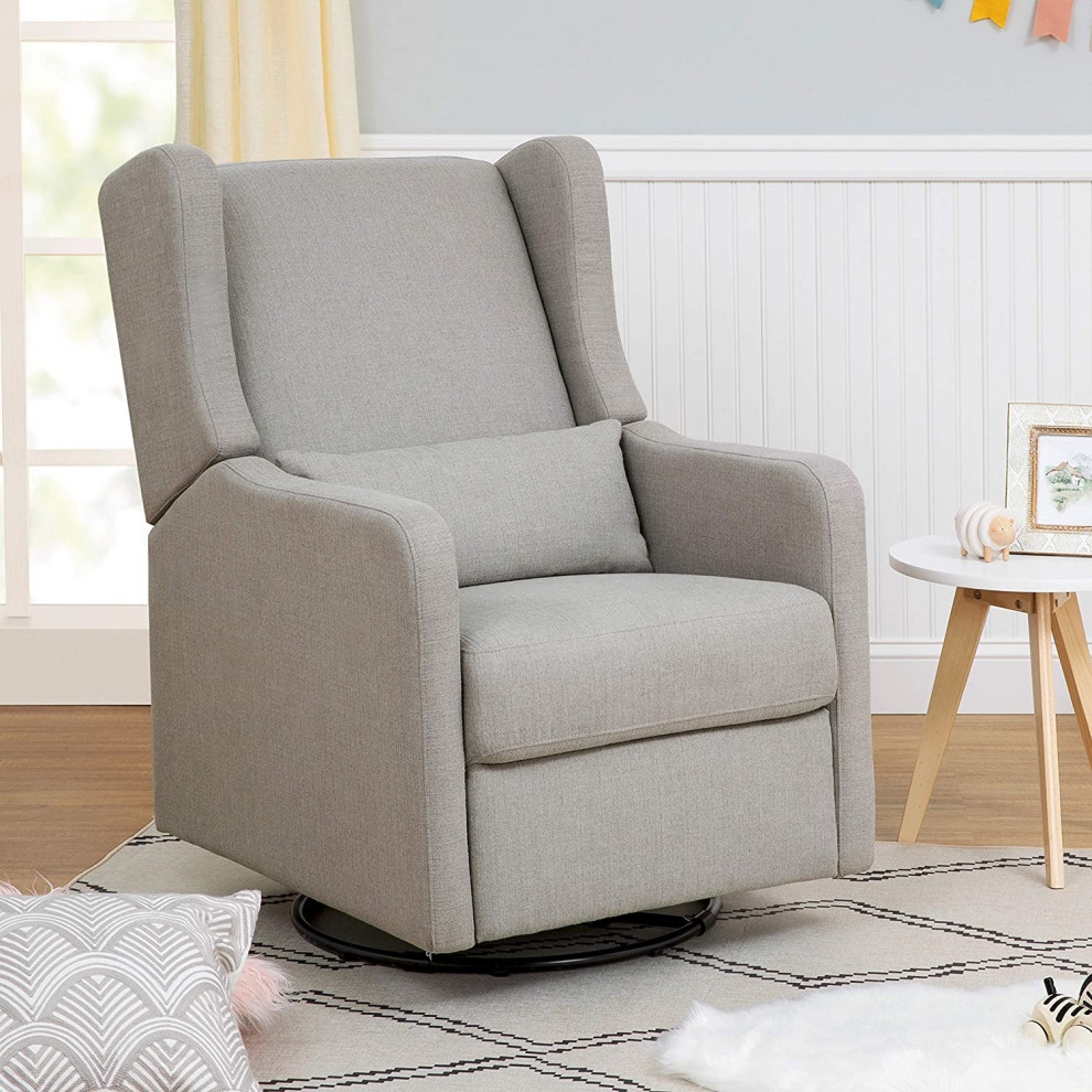 Modern Recliner  Padded Linen Seat With Lumbar Pillow for Extra Comfort   Midcentury   Recliner Chairs   by Declusia  Houzz