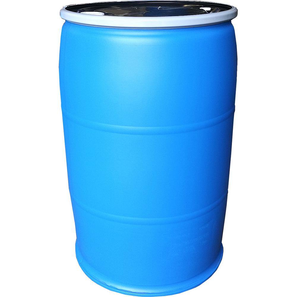 EarthMinded 55 Gal. Open Top Plastic Industrial Drum with Lid and Lock-band -Off-color PFR55-OC