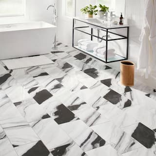 Daltile Rapport Panda Marble Polished 12 in. x 24 in. Glazed Porcelain Floor and Wall Tile (17.1 sq. ft.Case) RT201224AHD1LF