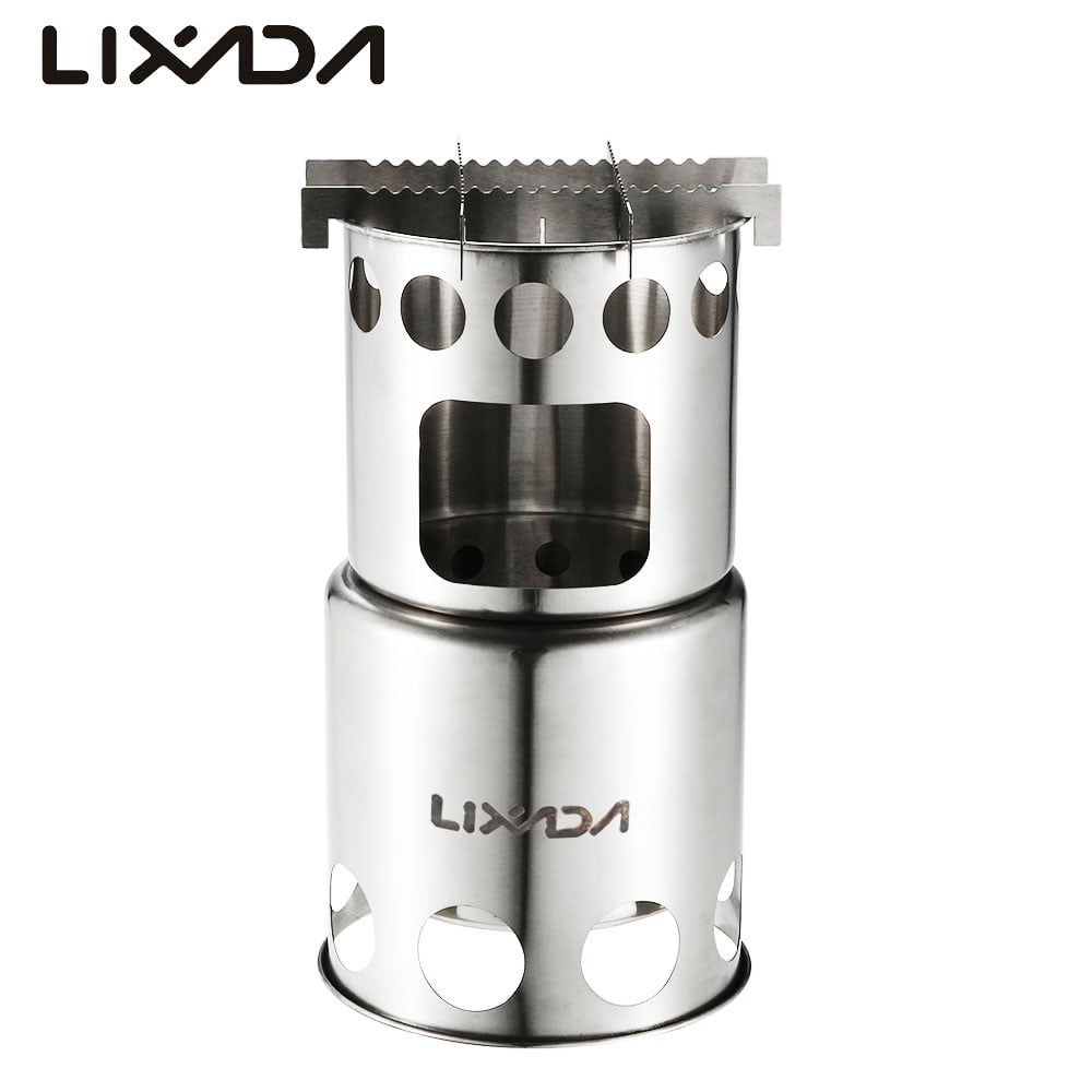 Lixada Portable Stainless Steel Lightweight Wood Stove Outdoor Cooking Picnic Camping Burner