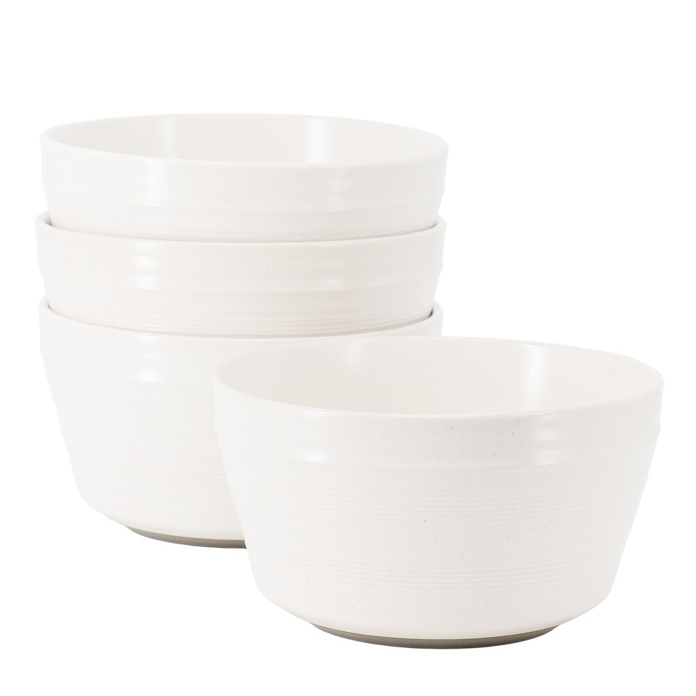 Bee and Willow Milbrook 4 Piece 6 Inch Stoneware Bowl Set in White Speckle