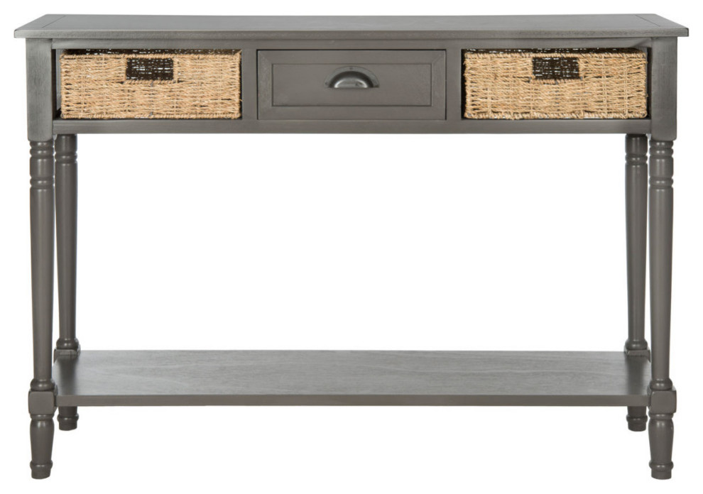 Ronnie Wicker Console Table With Storage Grey   Tropical   Console Tables   by AED Luxury Home Decor  Houzz