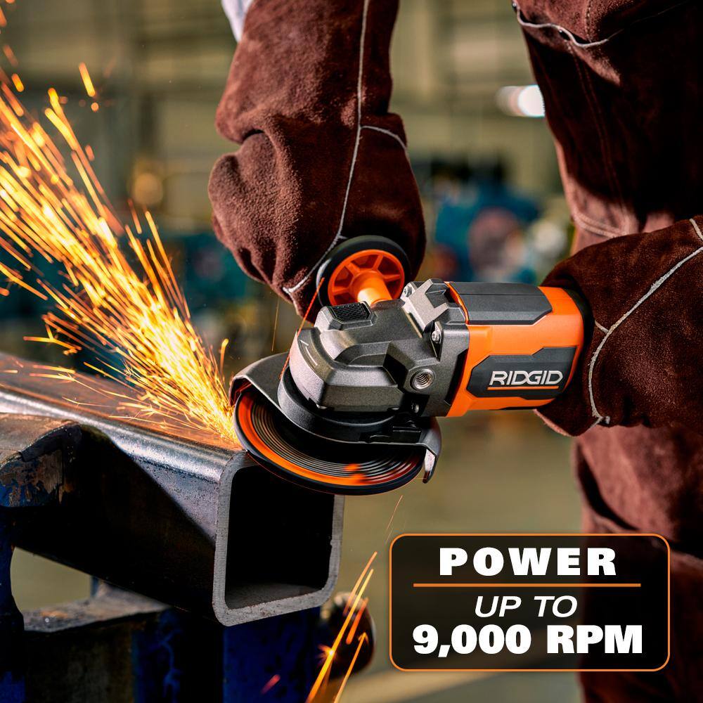 RIDGID 18V Brushless Cordless 4-12 in. Paddle Switch Angle Grinder (Tool Only) R86047B