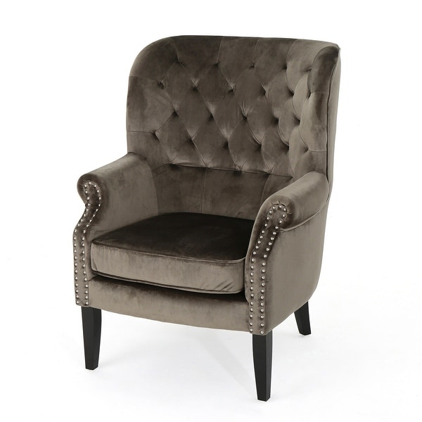 Tomlin Nailhead Velvet Club Chair by Christopher Knight Home