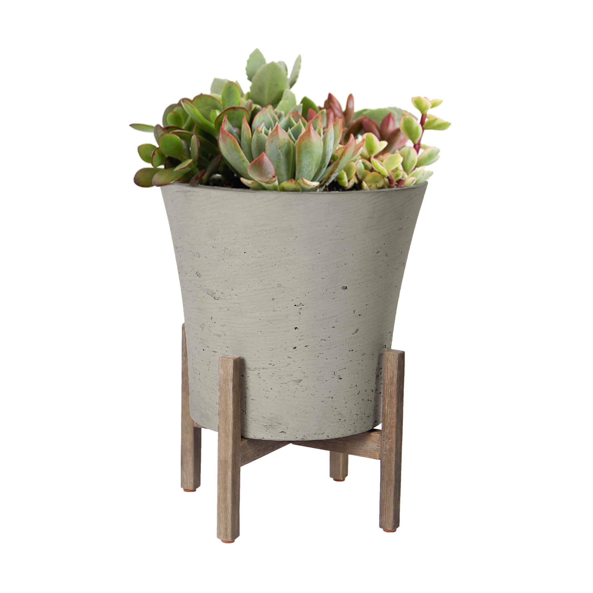 Patio Tapered Large Standing Pot - Cement Grey