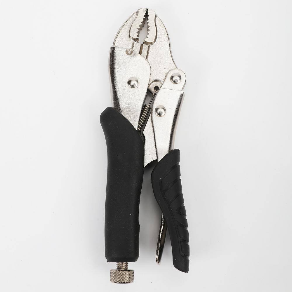 Husky 7 in. Curved Jaw Locking Pliers with Rubber Grip 90143