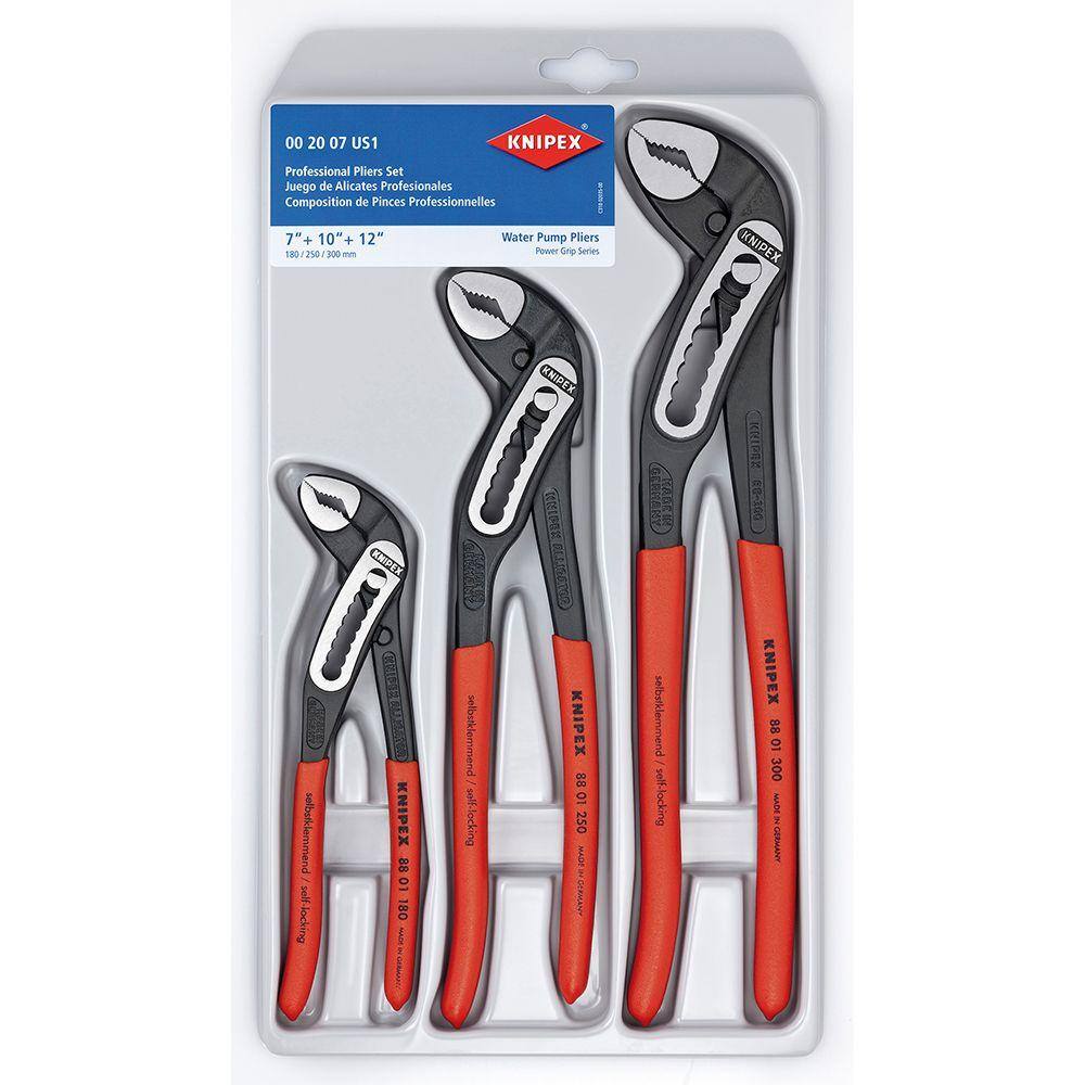 KNIPEX 7 10 and 12 in. Alligator Water Pump Pliers Set (3-Piece) 00 20 07 US1