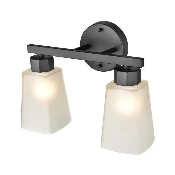 Millennium Lighting Coley 2 or 3 Light Vanity Fixture in Brushed Nickel or Matte Black with Frosted Glass Shades