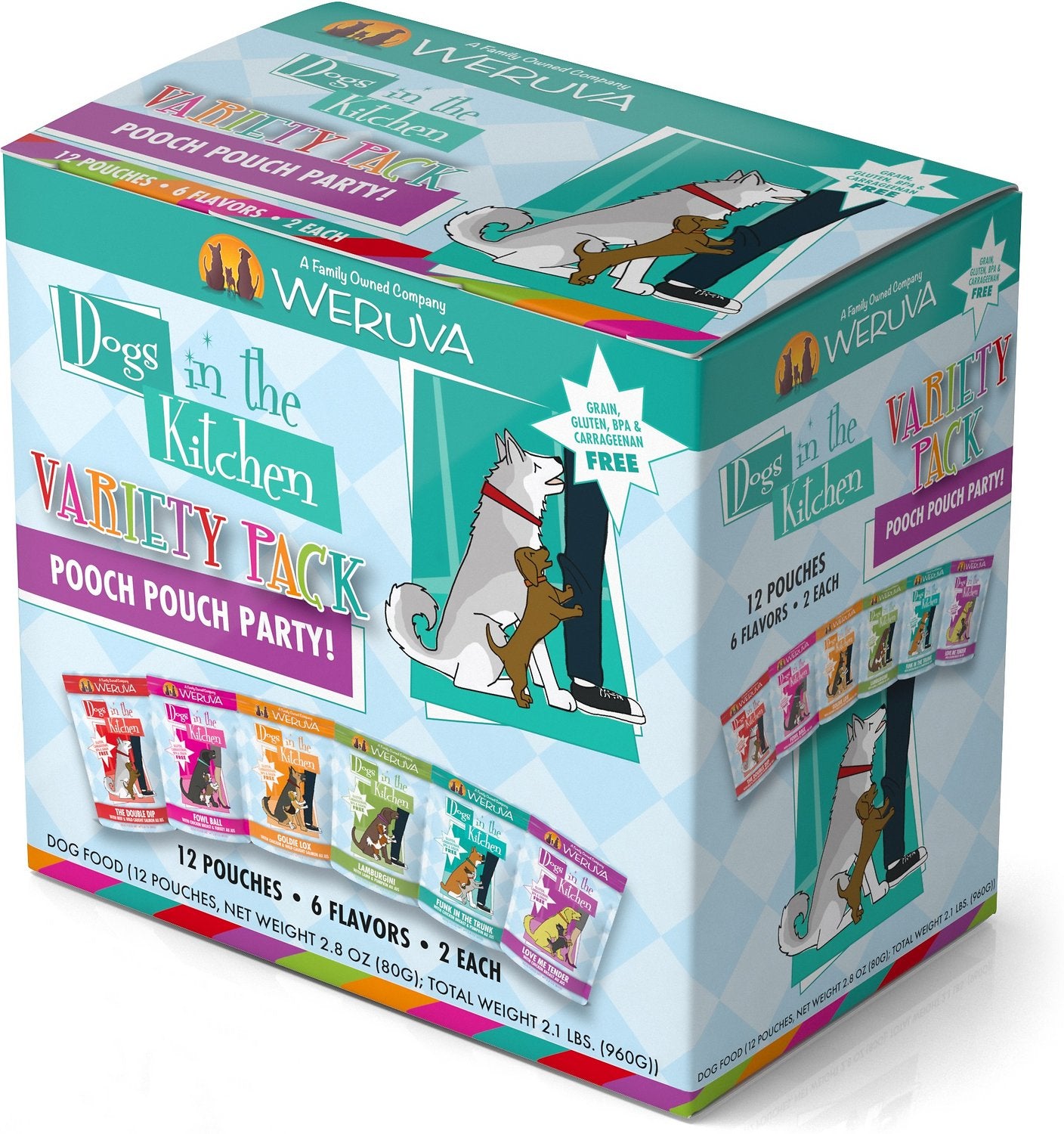 Weruva Dogs In The Kitchen Pooch Pouch Party Variety Pack Grain Free W