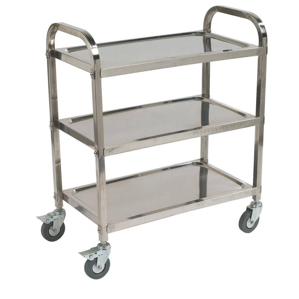 Carlisle 35.75 in. H x 17.5 in. W x 29.50 in. D Knockdown Stainless Steel 3-Shelf Utility Cart UC4031529