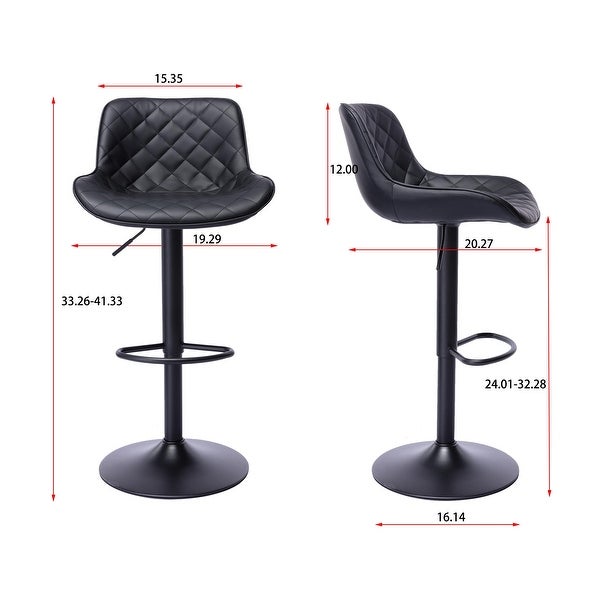 Set of 2 Bar Stools，Black Footrest and Base Swivel Height Adjustable