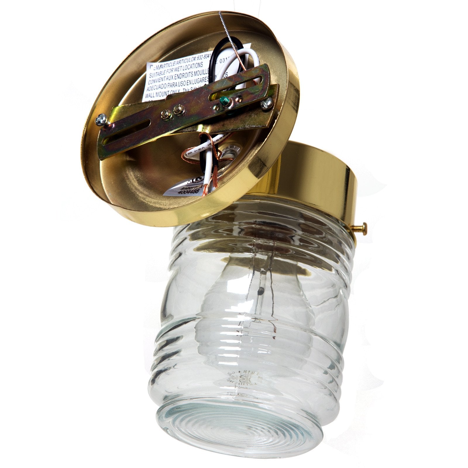 Boston Harbor 4402H-23L Outdoor Wall Lantern, 120 V, 60 W, A19 or CFL Lamp, Steel Fixture, Polished Brass