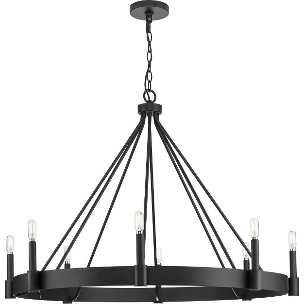 Progress Lighting Breckenridge 8 light Chandelier Matte Black Candle Style Rustic Design Steel