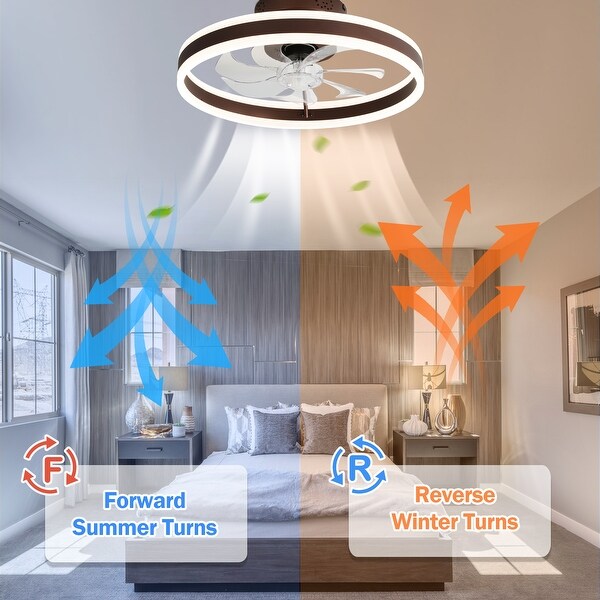 Oaks Aura Modern 20in. Low Profile Ceiling Fan with Light， 6-Speed Flush Mount Ceiling Fan， Smart App Remote Control For Bedroom Shopping - The Best Deals on Ceiling Fans | 40786745