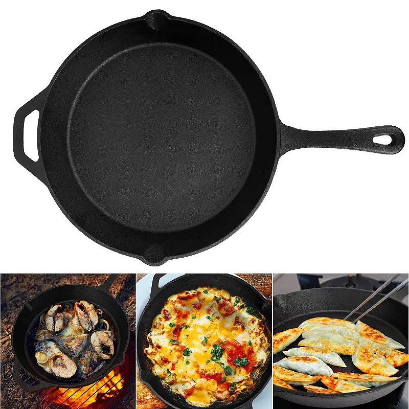 Department Store Pre-Seasoned Cast Iron Skillet Oven Safe Cookware Heat-Resistant Holder 12inch Large Frying Pan