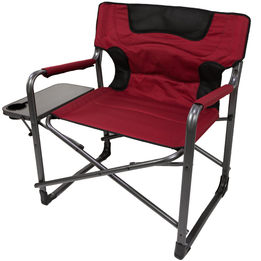 Ozark Trail XXL Folding Padded Director Chair with Side Table, Red