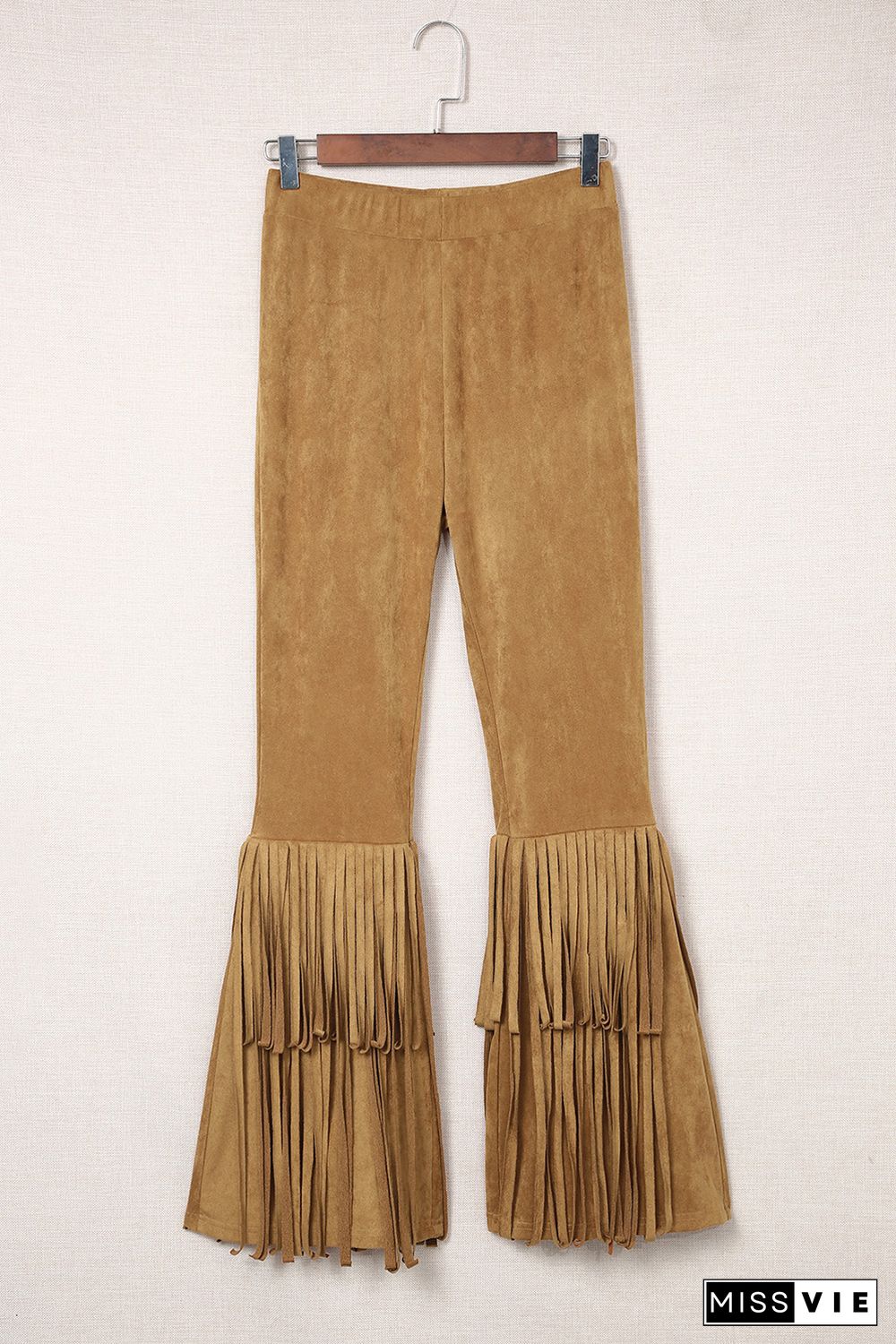 Western High Waist Fringe Flare Pants