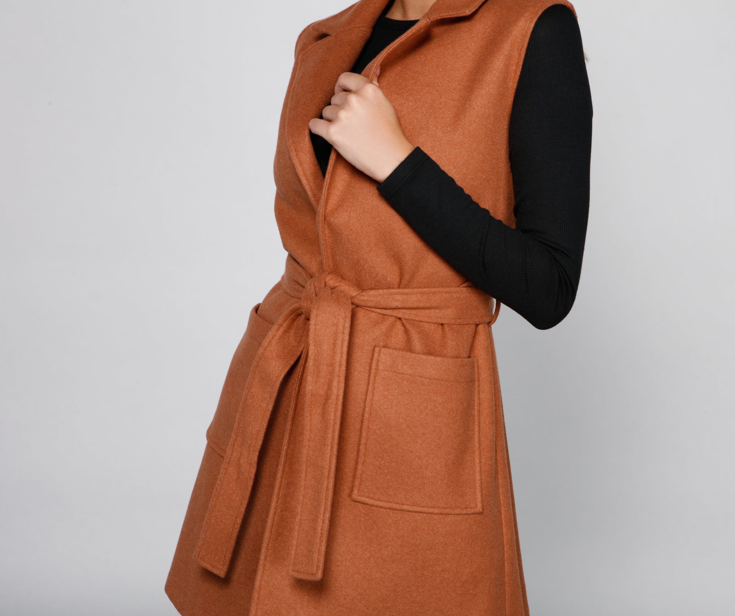 City Girl Faux Wool Trench Vest