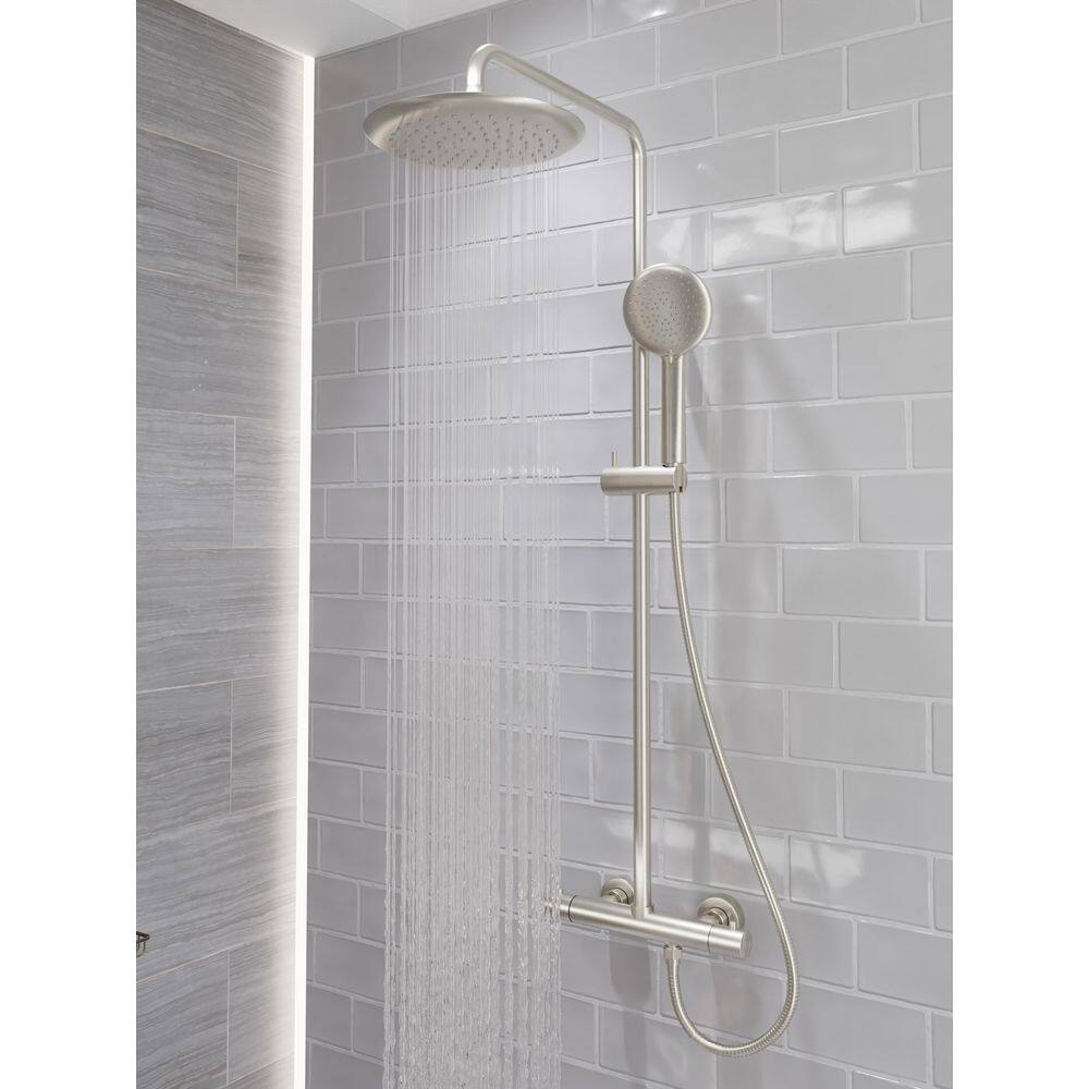 ANZZI Downpour 5-Spray Patterns with 9.5 in. Wall Mount Rainfall Dual Shower Head in Brushed Nickel SH-AZ101BN