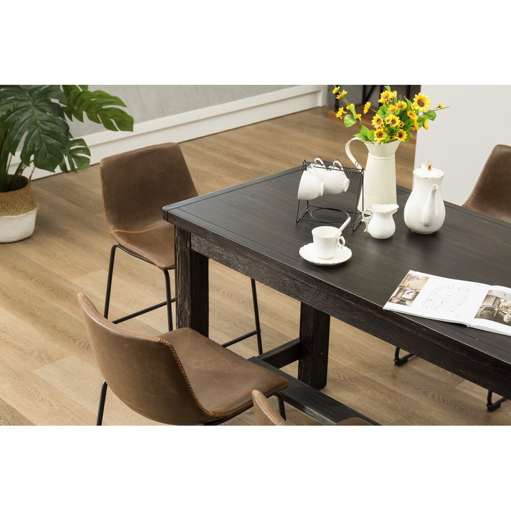 Roundhill Furniture Lotusville 7 pc. Counter height Black Wood Dining Set