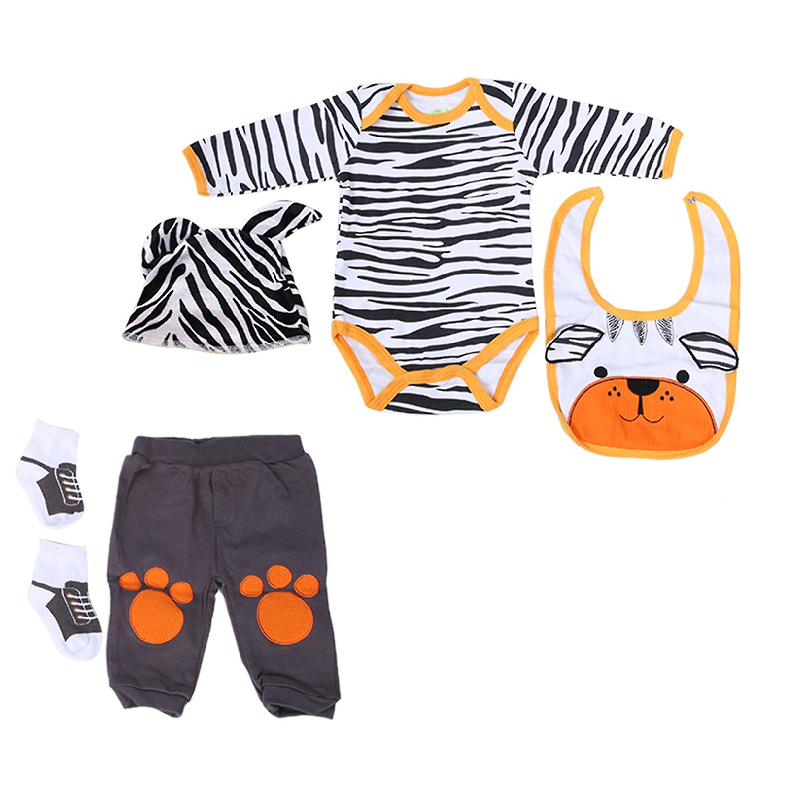 Simulation Infant Doll Clothes Set Cute Striped Cartoon Bear Clothes For 2022 Inch Doll