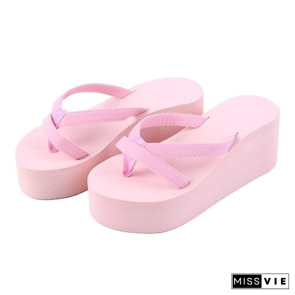 Women Casual Fashion Wedges Flip Flops Outdoor Slippers for Summer Platform Shoes